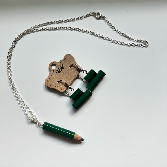 Hand Crafted Jewelry - HOST PICK Handmade Green Colored Pencil Necklace and Earring Set